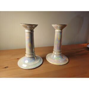 Original RCW Bavaria Opalescent Lusterware Pair of Candlesticks / Candle Holders